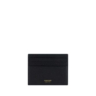 Ferragamo Hammered Leather Card Case - Black