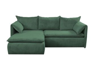 VENTE-UNIQUE.COM Sof&aacute; rinconera terciopelo 4 plazas verde pino 230x166cm