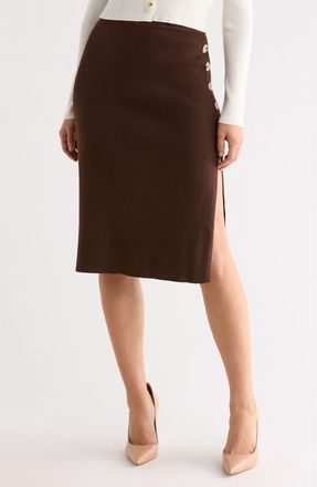 Tart Caralea Rib Knit Button Midi Skirt in Cocoa at Nordstrom Rack, Size X-Small