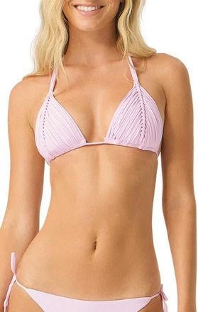 PQ Swim Isla Macram&eacute; Triangle Bikini Top in Rose at Nordstrom, Size Medium