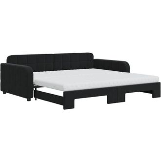 vidaXL Vidaxl - Sof&aacute; Cama Nido Con Colch&oacute;n Terciopelo Negro 100x200 Cm