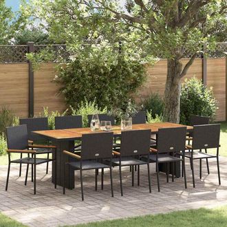 vidaXL Conjunto De Comedor De Jard&iacute;n 11 Pcs Negro Polirat&aacute;n Vidaxl