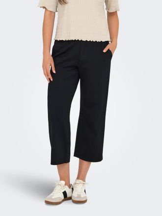 Only Jogger Pants ONLY ONLPOPTRASH-SUKI LIFE MW CULOTTE PNT, Damen, Gr. XS (34), N-Gr, schwarz, Milano Rib, Obermaterial: 63% Viskose, 32% Nylon, 5% Elasth