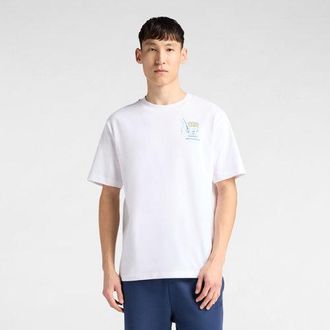 New Balance Uomo Fish and Chips T-Shirt in Bianca, Cotone, Taglia 2XL