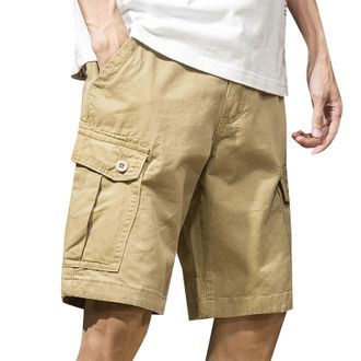 Generic Cargo Shorts Men Multi Pockets Solid Color Short Jogger Shorts with Belt Straight-Fit Lightweight Half Pants Loose Fit Comfort SweatShorts Summer Over