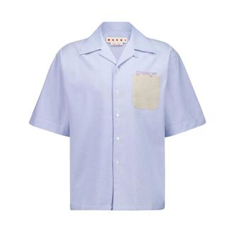 Marni Short Sleeve Shirts, male, Blue, L, Sapphire Blue Short-Sleeve Cotton Shirt