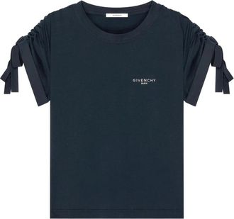 Givenchy Cotton Ribbon T-shirt - Dames - T-shirts - Blauw - L - Katoen - Tops