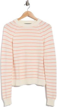 French Connection Mozart Stripe Crewneck Sweater in Ivory/Peach Stripe at Nordstrom Rack, Size X-Small