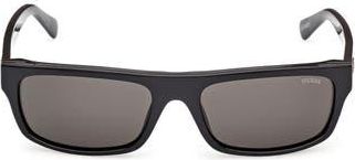 Guess Rectangular Sunglasses in Shiny Black /Smoke at Nordstrom Rack