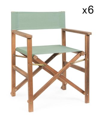 Konte Design Lote 6 sillas de director madera de acacia,poli&eacute;ster verde,plegables