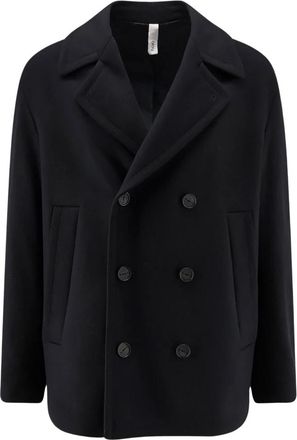 Hev&ograve; Double-Breasted Coats - Heren - Mantel - Zwart - S - Jassen