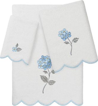 Linum Home Textiles 100% Turkish Cotton Hydea Scallop 3Pc Embellished Towel Set