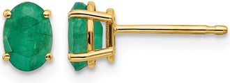 Diamond2Deal 14k Yellow Gold Yellow Gold Emerald Stud Earrings