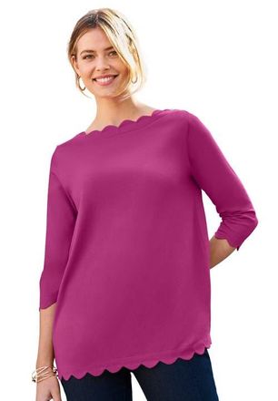 Jessica London Scallop Boatneck Tunic in Raspberry at Nordstrom, Size Medium