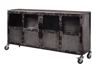 Massivmoebel24 Credenza In Legno Di Mango 180x40x90 Grigio Scuro Laccato Heavy Industry 115