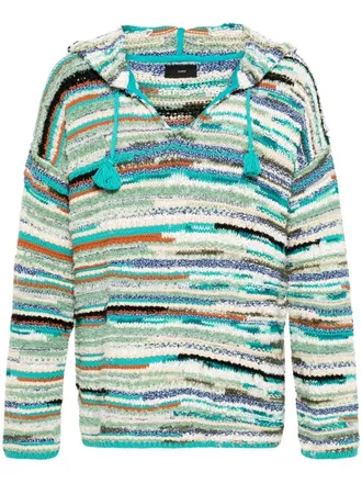 Alanui Grofgebreide hoodie - Blauw