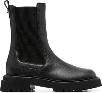 Ferragamo Double Gancini leather Chelsea boots - women - Calf Leather/Calf Leather/Rubber - 8.5C - Black