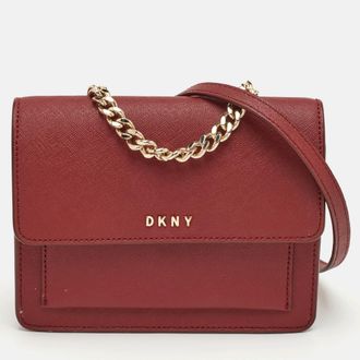 DKNY Dkny Bryant Park Burgundy Saffiano Leather Flap Crossbody Bag