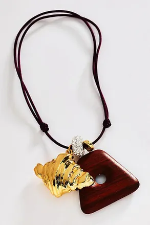 Timeless Pearly Corded Croissant Necklace