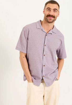 Fat Face FatFace Dusky purple Short Sleeve Relaxed Fit Garment Dye Geo Textured Shirt
