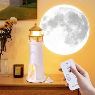 OEM L&aacute;mpara Nocturna Con Proyector De Luz De Luna - L&aacute;mpara De Luna Recargable Con Control Remoto, Proyector Decorativo De Faro Para Ni&ntilde;os