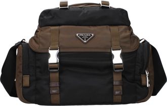 Prada tassen met veters Man zwart en gebrande stof