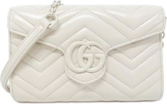 Gucci White Leather Chain/Shoulder Wallet (Pre-Owned)