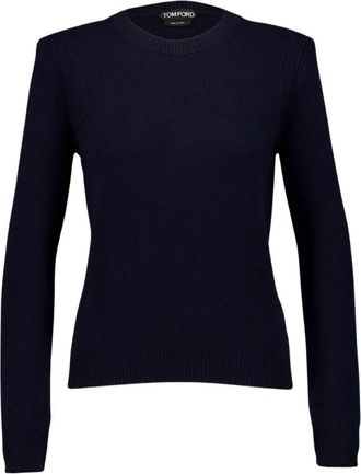 Tom Ford Zwarte Cashmere Crew Neck Sweater - Dames - Ronde hals truien - Zwart - M - Kasjmier - Truien & Vesten