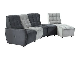 Vente-Unique Vente-unique - Divano Relax Angolare Modulare In Velluto Grigio E Antracite - Alford