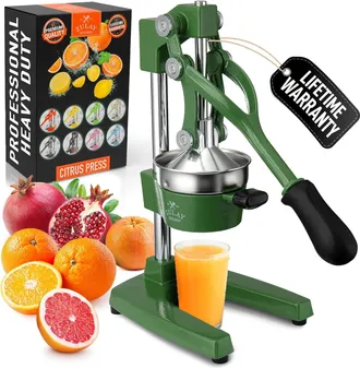 Zulay Kitchen Cast Iron Citrus Juicer Manual Orange Press with Detachable Strainer