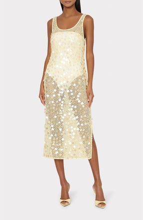 Milly Paillette Sheer Cover-Up Midi Dress in Yellow at Nordstrom, Size Medium