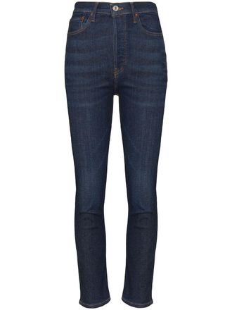 Re/Done cropped high-rise skinny jeans - Blue