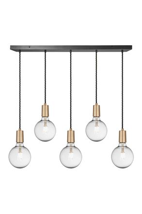 Industville Sleek Edison Cluster Lights, 5 Wire, Brass