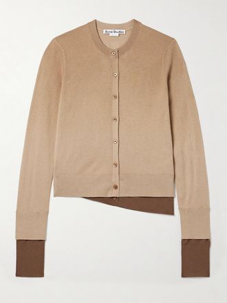 Acne Studios Cardigan In Misto Seta A Strati - Neutri