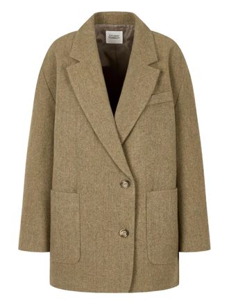 STUDIO TOMBOY herringbone-pattern coat - women - Wool/Polyester - S - Neutrals