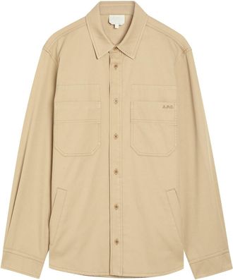 A.P.C. Logo-embroidered Cotton Overshirt - Beige - XL