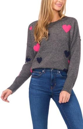 CeCe by Cynthia Steffe Heart Pattern Intarsia Sweater in Medium Heather Grey at Nordstrom Rack