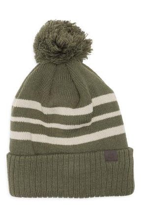 Rainforest Stripe Pom Knit Beanie in Olive Green Hthr Combo at Nordstrom Rack