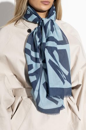 Moschino Scarf With Logo, Unisex, Navy Blue