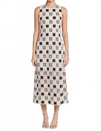 English Factory Crochet Patchwork Sleeveless Dress In Ivory/black