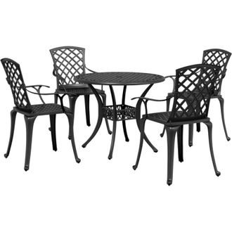 vidaXL Juego De Comedor De Jard&iacute;n 5 Piezas Aluminio Fundido Negro Vidaxl