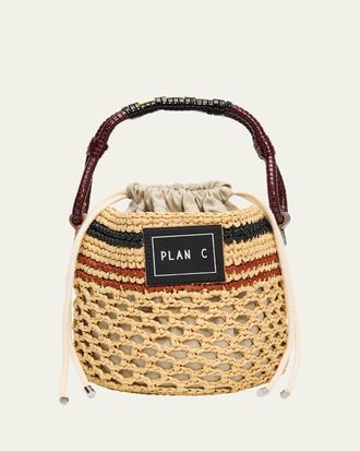 Plan C Woven Raffia Bucket Bag
