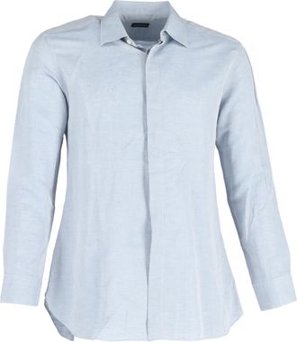 Ermenegildo Zegna overhemd met lange mouwen en knoopsluiting in blauw katoen