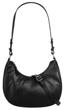 Bruno Banani Umh&auml;ngetasche BRUNO BANANI, Damen, Gr. B/H/T: 28cm x 24cm x 9cm onesize, schwarz, Leder, leicht gl&auml;nzend, unifarben, Taschen Umh&auml;ngetasche, echt Leder