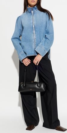 Alaia Denim Jacket With Stand-up Collar, Womens, Blue