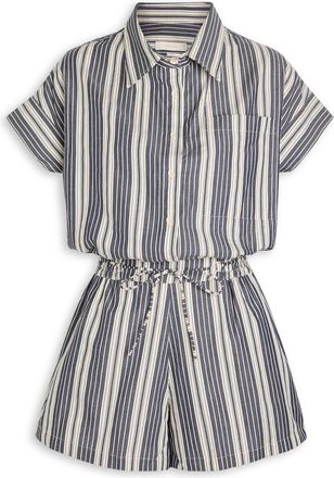 Faithfull The Brand Cyrene Striped Cotton Playsuit - Navy - Xxl (UK18 / Xxl)
