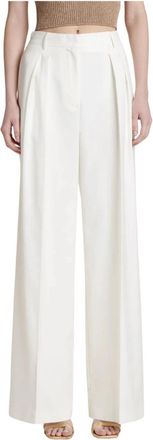 Simona Corsellini Pantaloni gamba larga con doppia pinces - Dames - Wijde Broeken - Wit - M - Broeken