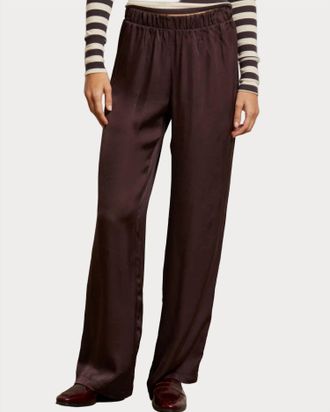 perfectwhitetee Camile Satin Wide Leg Pant In Cocoa