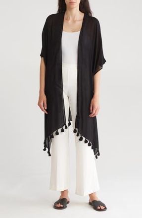 Nordstrom Print Tassel Duster in Black at Nordstrom Rack