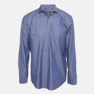 HUGO BOSS Boss By Hugo Boss Blue Cotton Full Sleeve Shirt